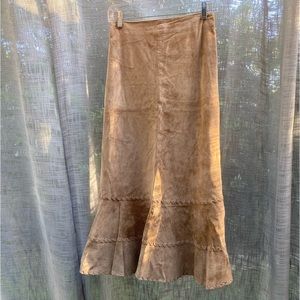 Chicos suede leather midi western skirt with flare